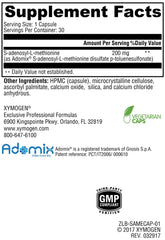 XYMOGEN SAM-e capsules close-up highlights vegan capsules for methylation support