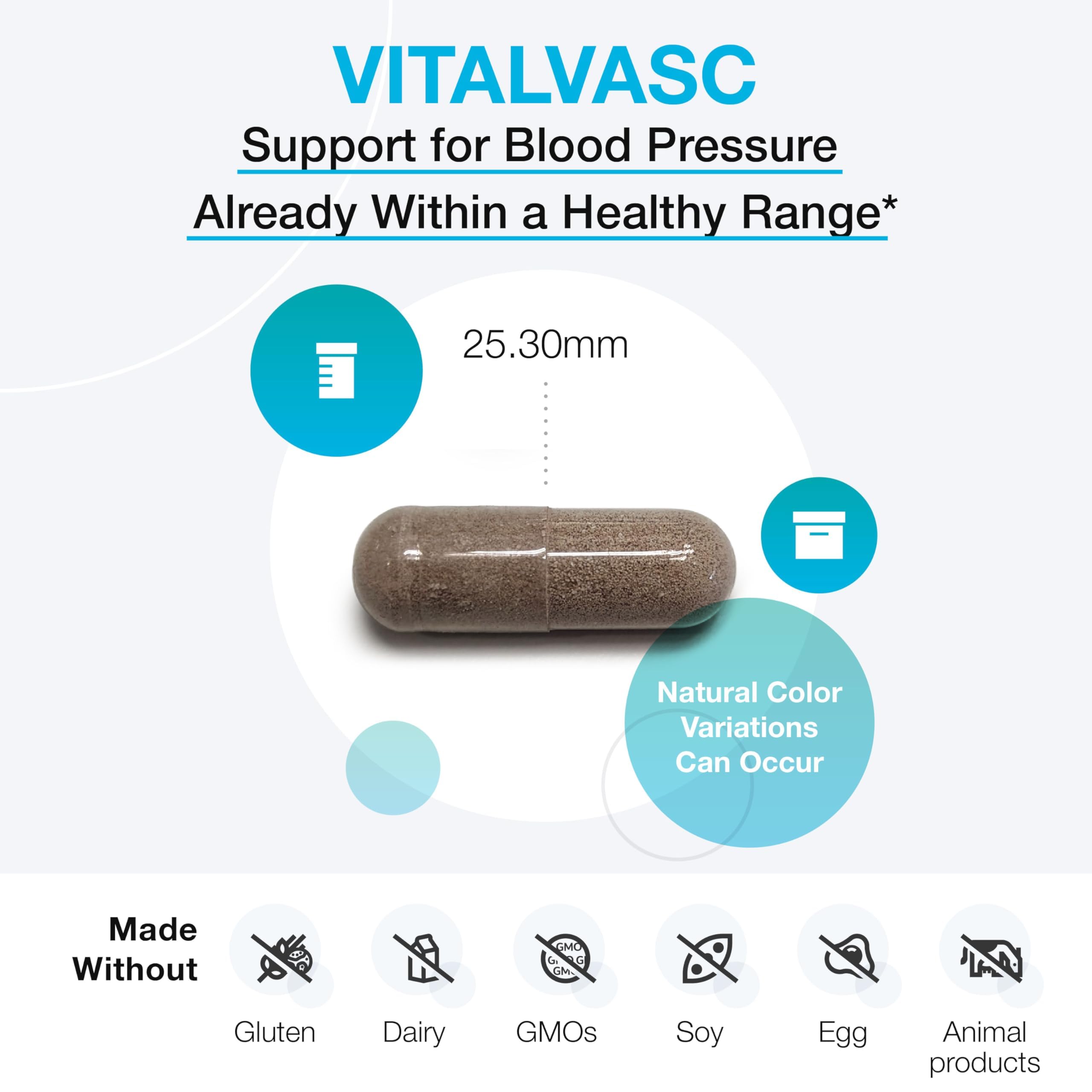 XYMOGEN VitalVasc label highlights ingredients for vascular health support.