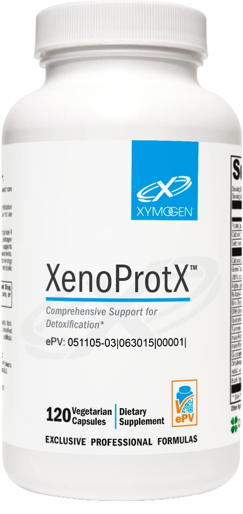 XYMOGEN XenoProtX bottle front showing detox support ingredients