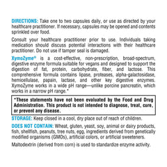 XYMOGEN XymoZyme vegan formula emphasizes plant-based enzymes.