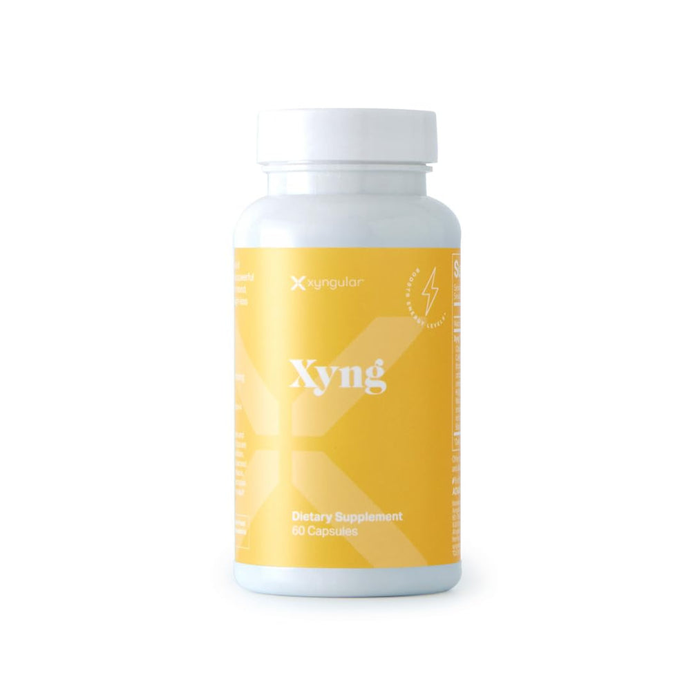 Xyngular Xyng Energy and Mood bottle front showing capsules for daily mood and energy support.