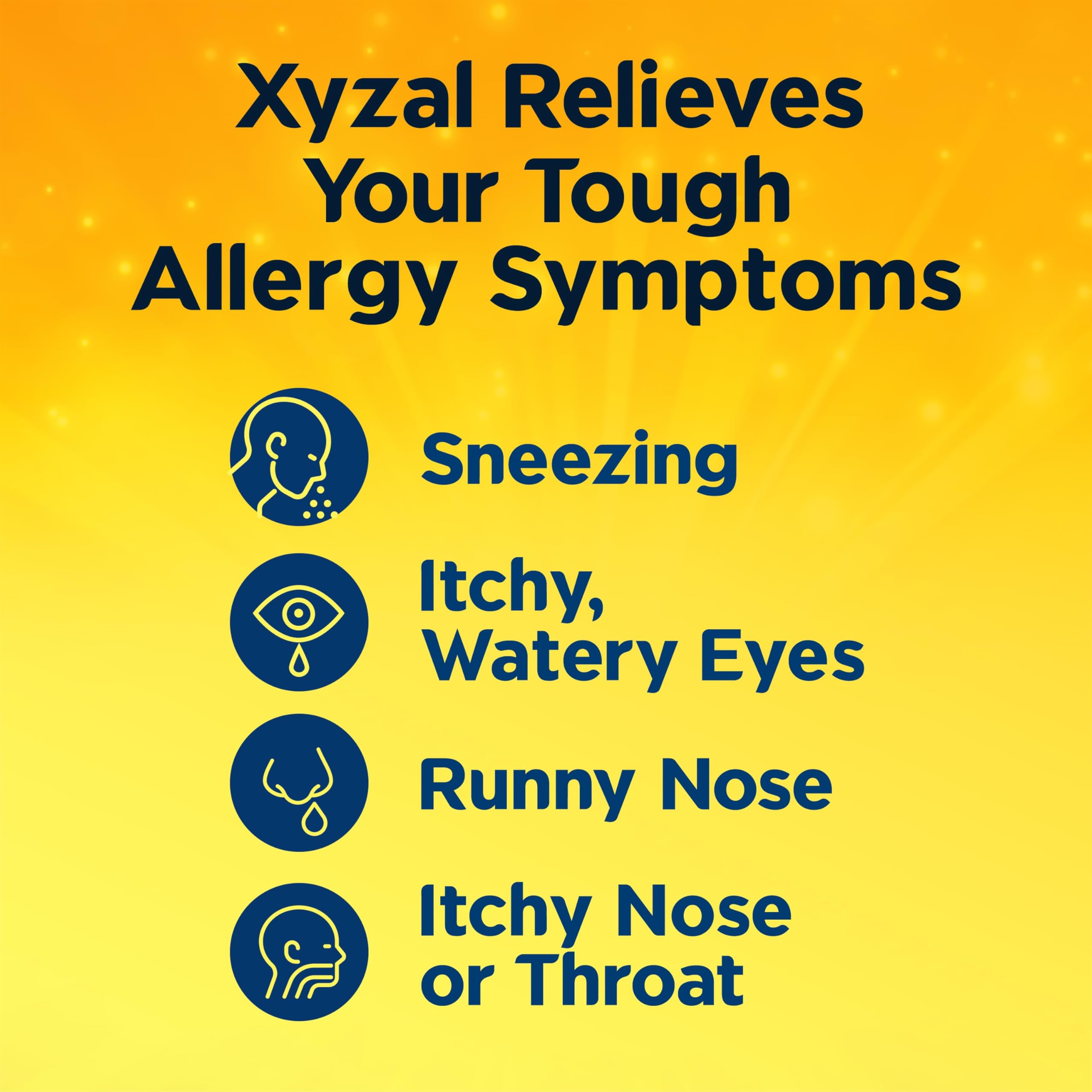 Xyzal tablets close-up showing the 5 mg dose for relief.