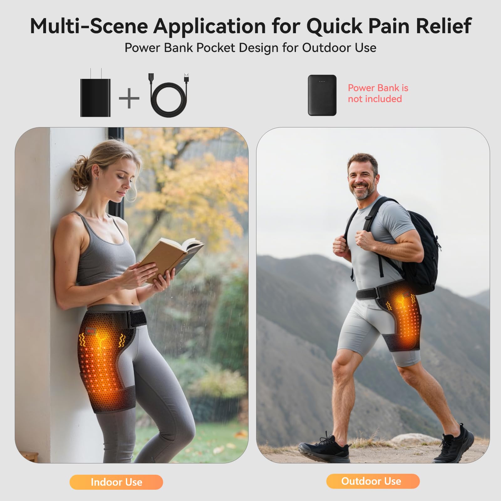 Yabuu cordless heated hip bracket back view highlighting adjustable strap and fit.