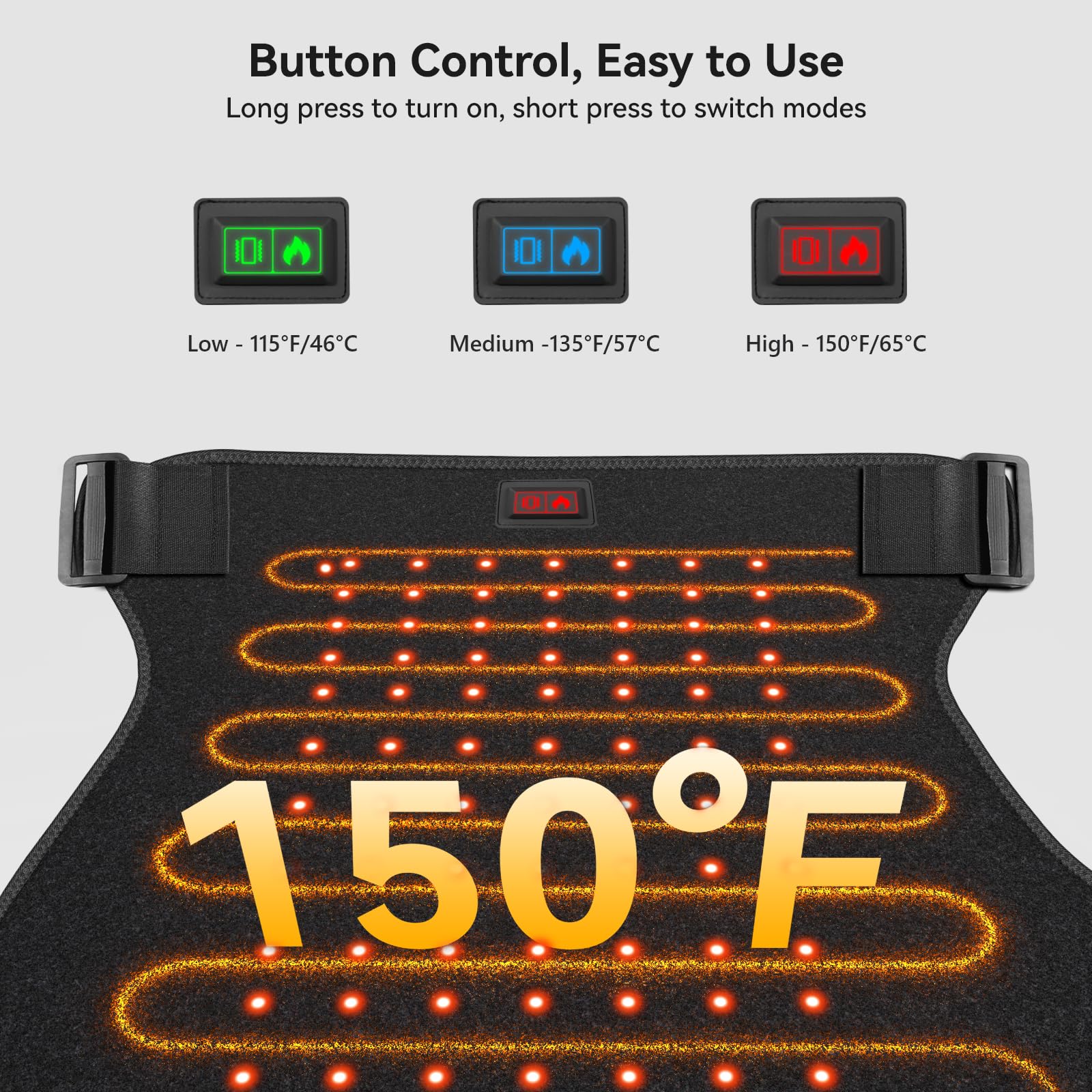 Yabuu control panel on the hip bracket for easy mode changes and customization.