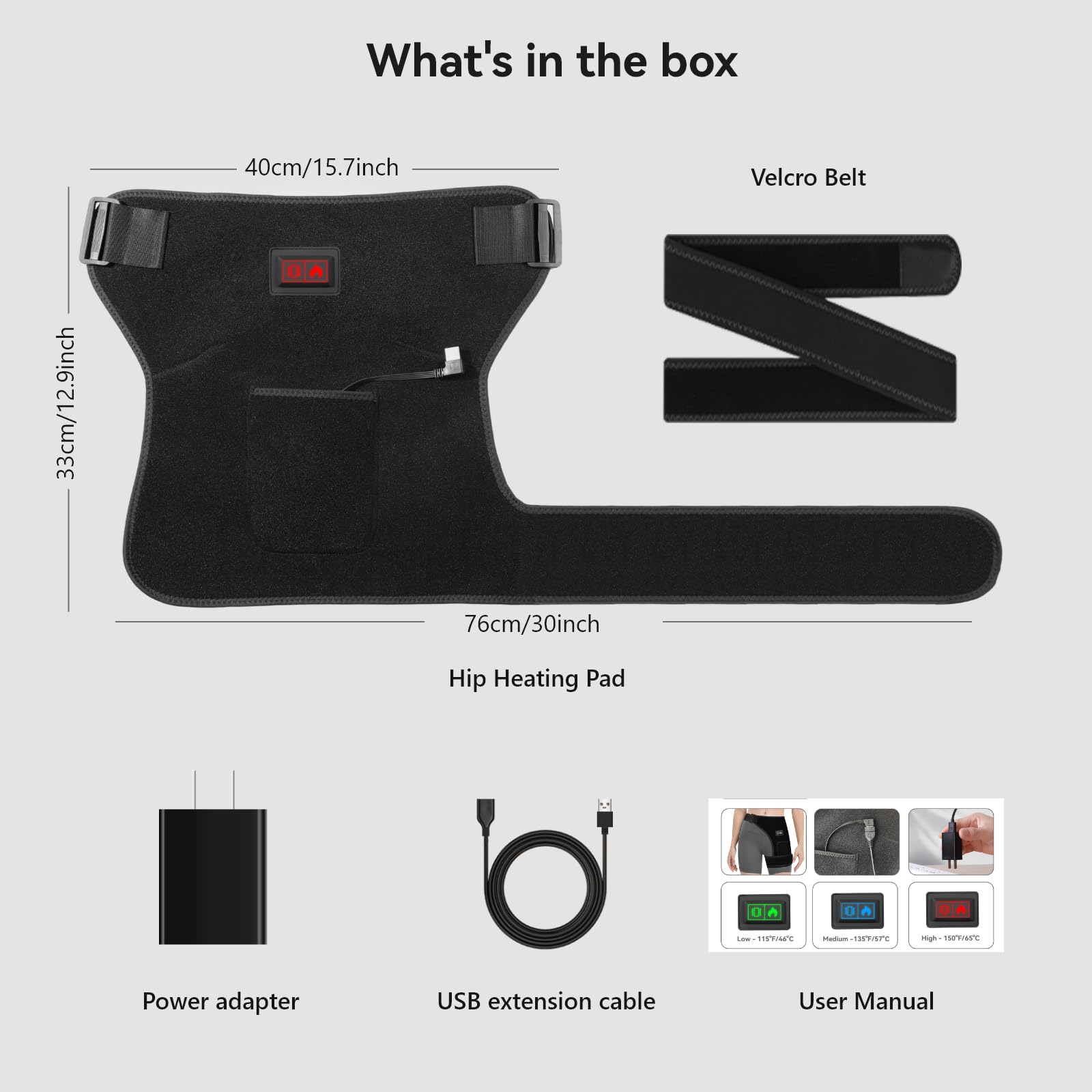 Yabuu heat mode option shows three temperature levels for personalized comfort.