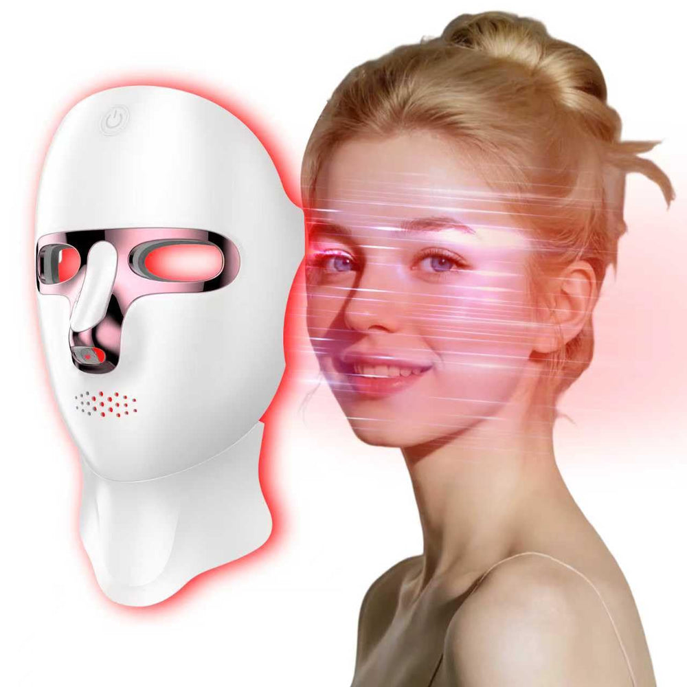 Yahi red light mask front view for facial therapy with multi-wavelength LEDs