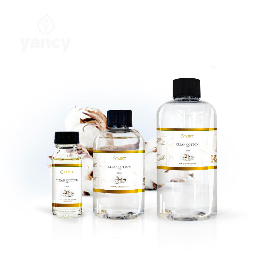 YANCY Clean Cotton fragrance oil diffuser-dispense enhances ambiance with bright, fresh linens aroma.