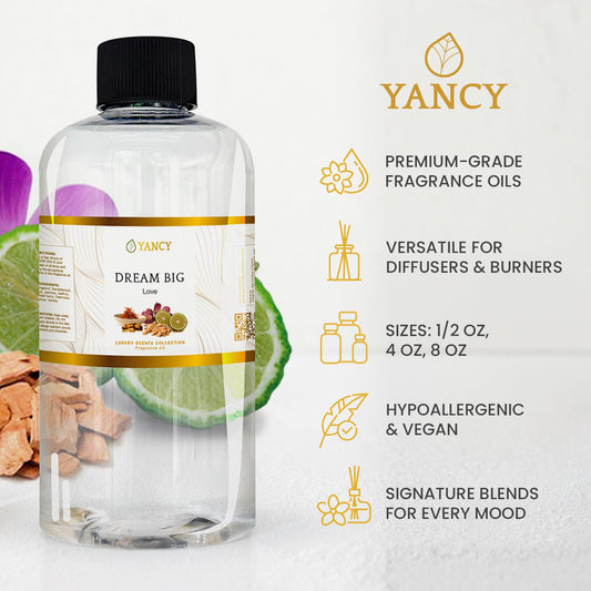 YANCY Dream Big diffuser setup with aroma oil boosting focus and mood