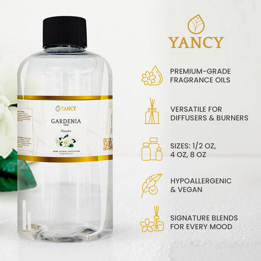 YANCY Gardenia diffuser setup to fill a room with elegant gardenia scent.
