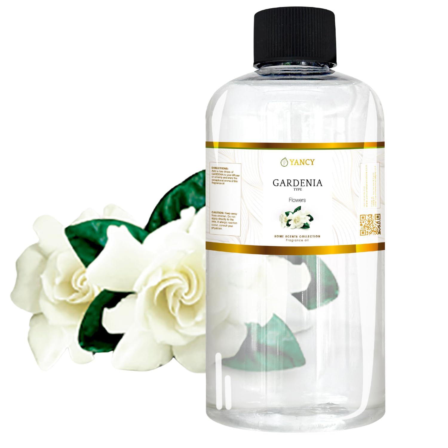 YANCY Gardenia fragrance oil bottle for diffusers creating a fresh floral ambiance