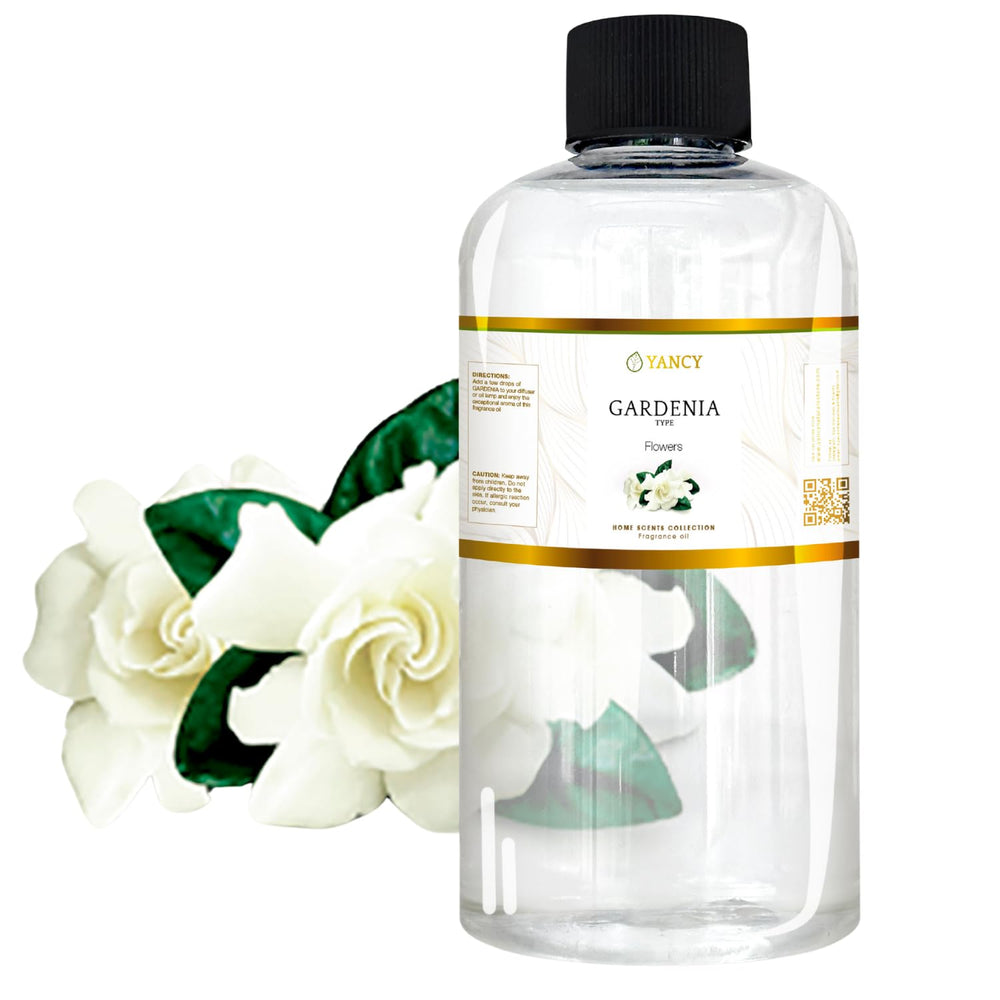 YANCY Gardenia fragrance oil bottle for diffusers creating a fresh floral ambiance