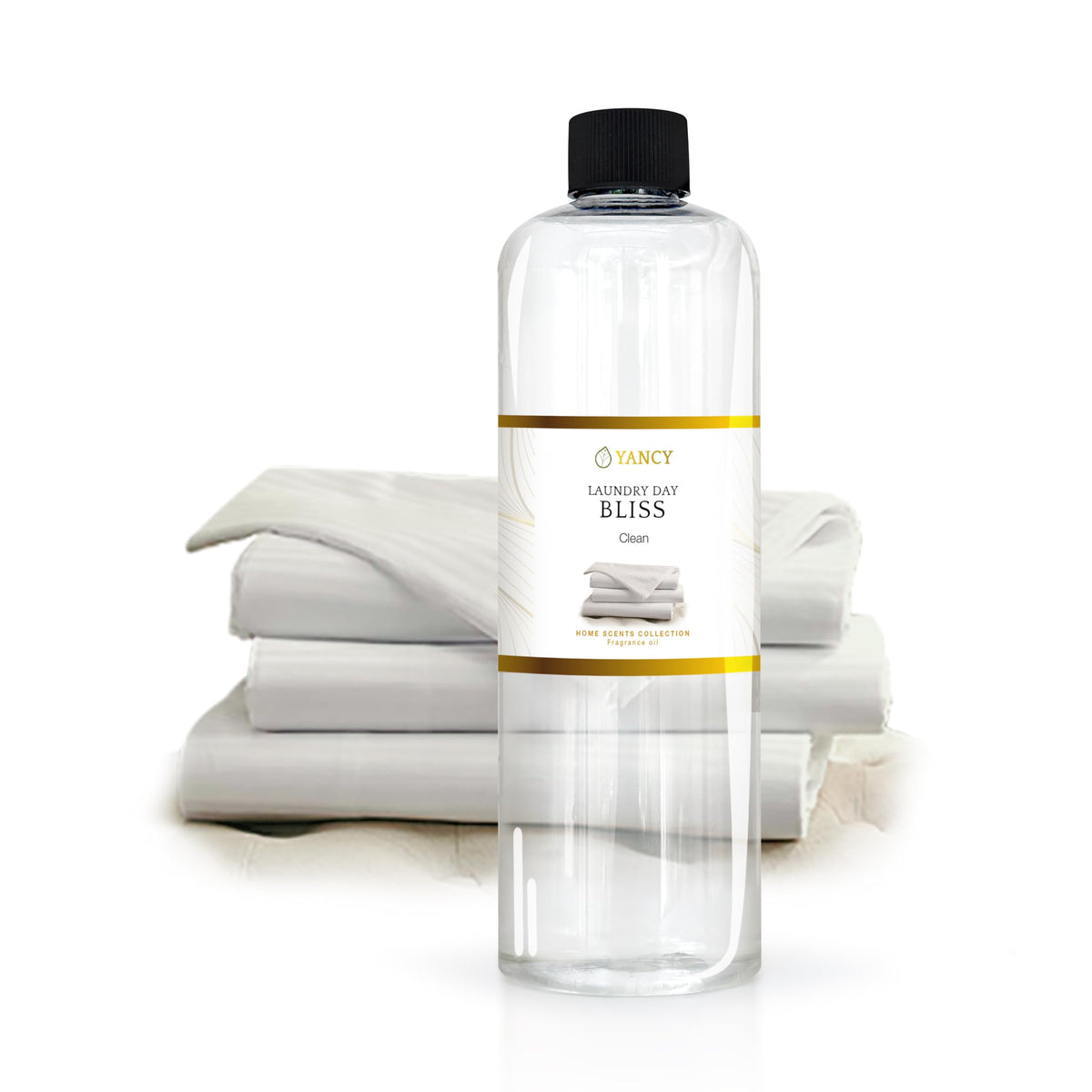 YANCY Laundry Day Bliss bottle pour for diffusers delivers a crisp laundry scent for daily freshness