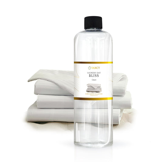 YANCY Laundry Day Bliss bottle pour for diffusers delivers a crisp laundry scent for daily freshness