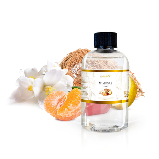 YANCY Mimosas fragrance oil bottle with citrus floral scent for diffusers.