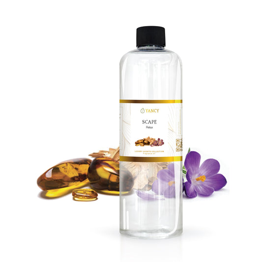 YANCY Scape Luxury Fragrance Oil sandalwood-amber, ideal for diffusers to create relaxing ambiance.