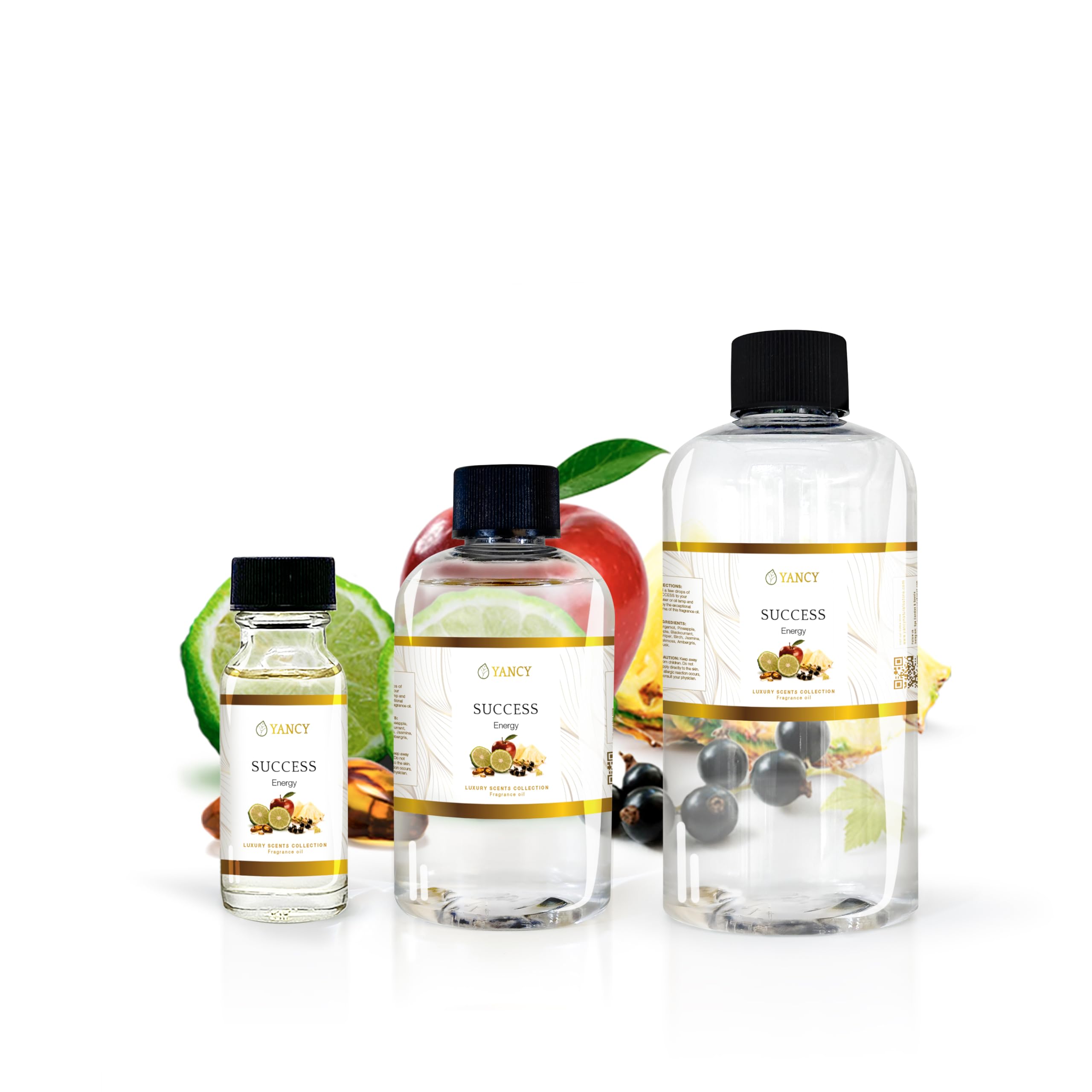 YANCY Success fragrance oil shown with an oil burner for a bold, inspiring aroma.