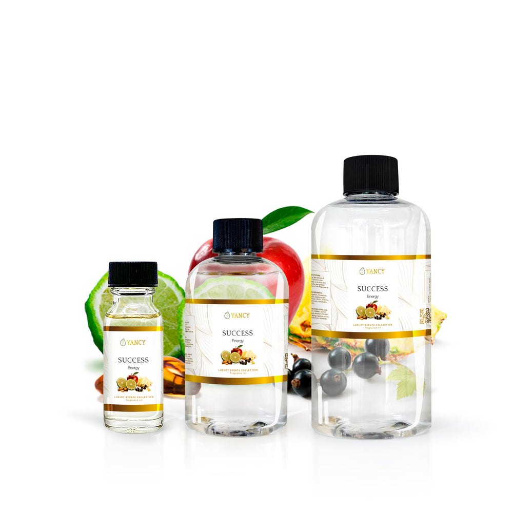 YANCY Success fragrance oil shown with an oil burner for a bold, inspiring aroma.