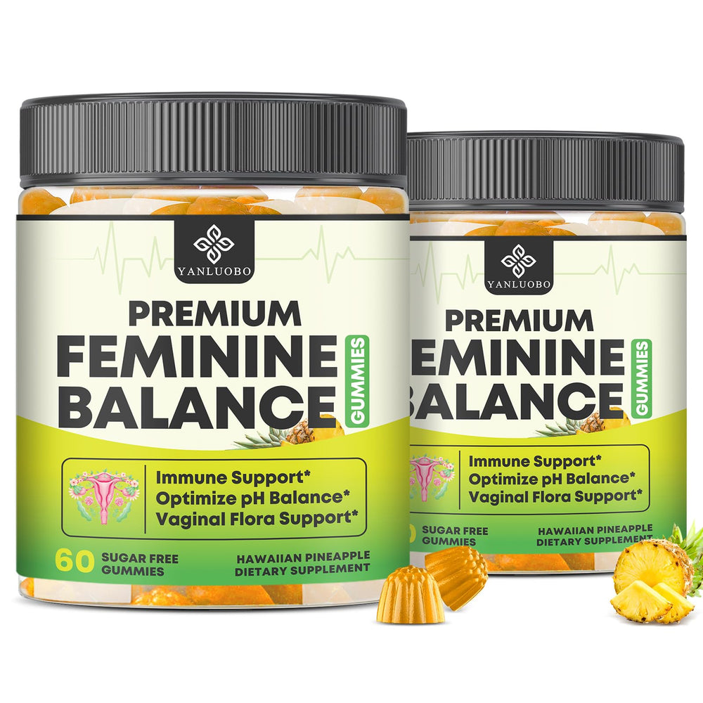 YANLUOBO Feminine Balance Gummies pineapple front bottle for daily wellness.