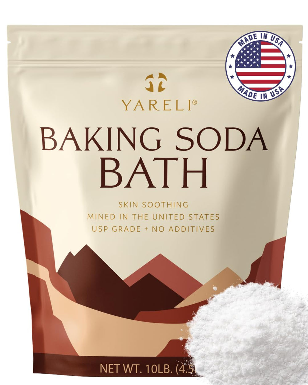 Yareli Baking Soda Bath 10lb bag, ready for bath preparation and DIY projects.