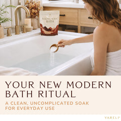 Yareli Baking Soda Bath natural crystals emphasizing chemical-free, mined purity for skin relief.
