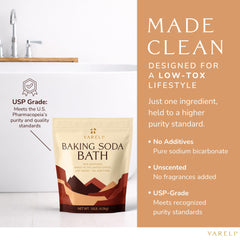 Yareli Baking Soda Bath pour into tub highlighting simple, mess-free use.