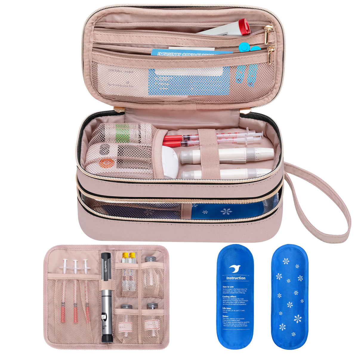 Yarwo insulin cooler case top view shows compact organization.
