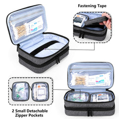 Yarwo insulin cooler travel case pockets display for glucose monitor and strips.