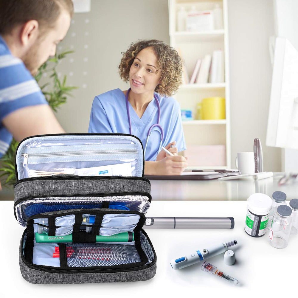 Yarwo insulin cooler travel case zipper pocket detail for safe access.