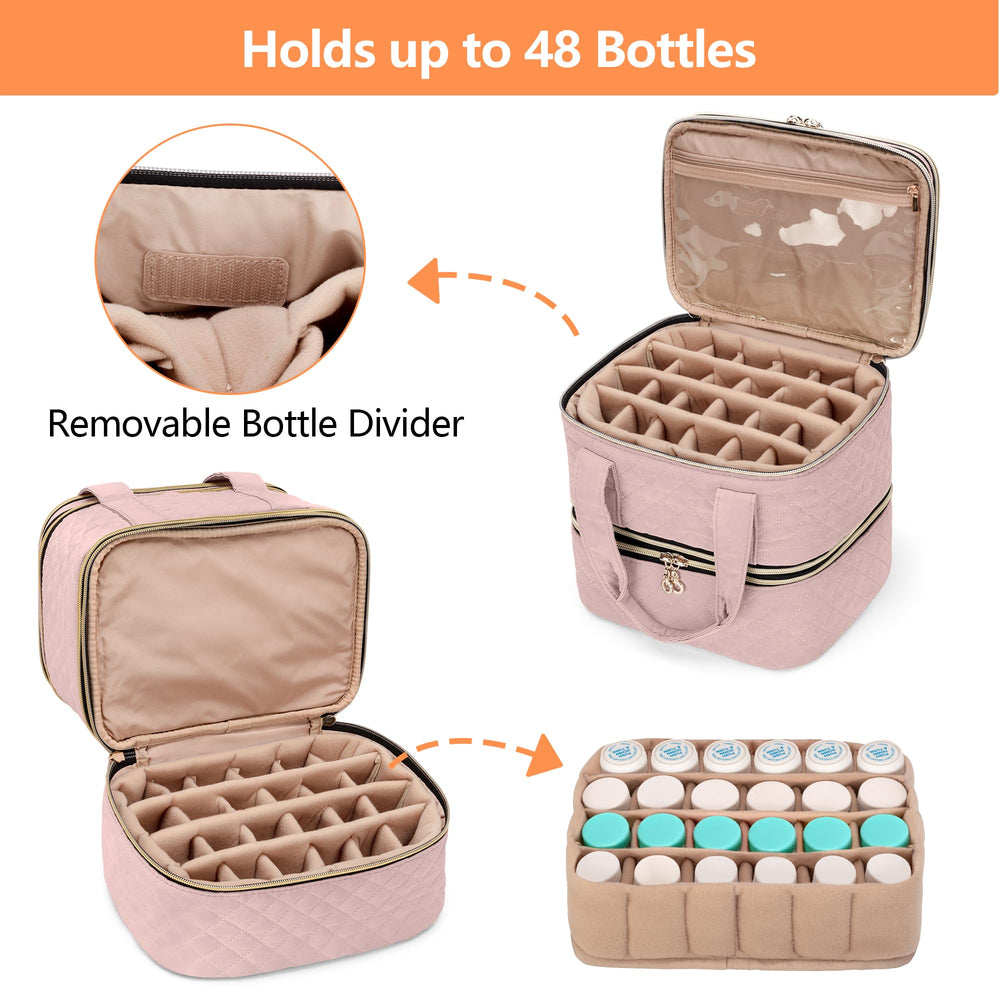 YARWO large-capacity compartment fits up to 48 pill bottles in 2nd and 3rd layers