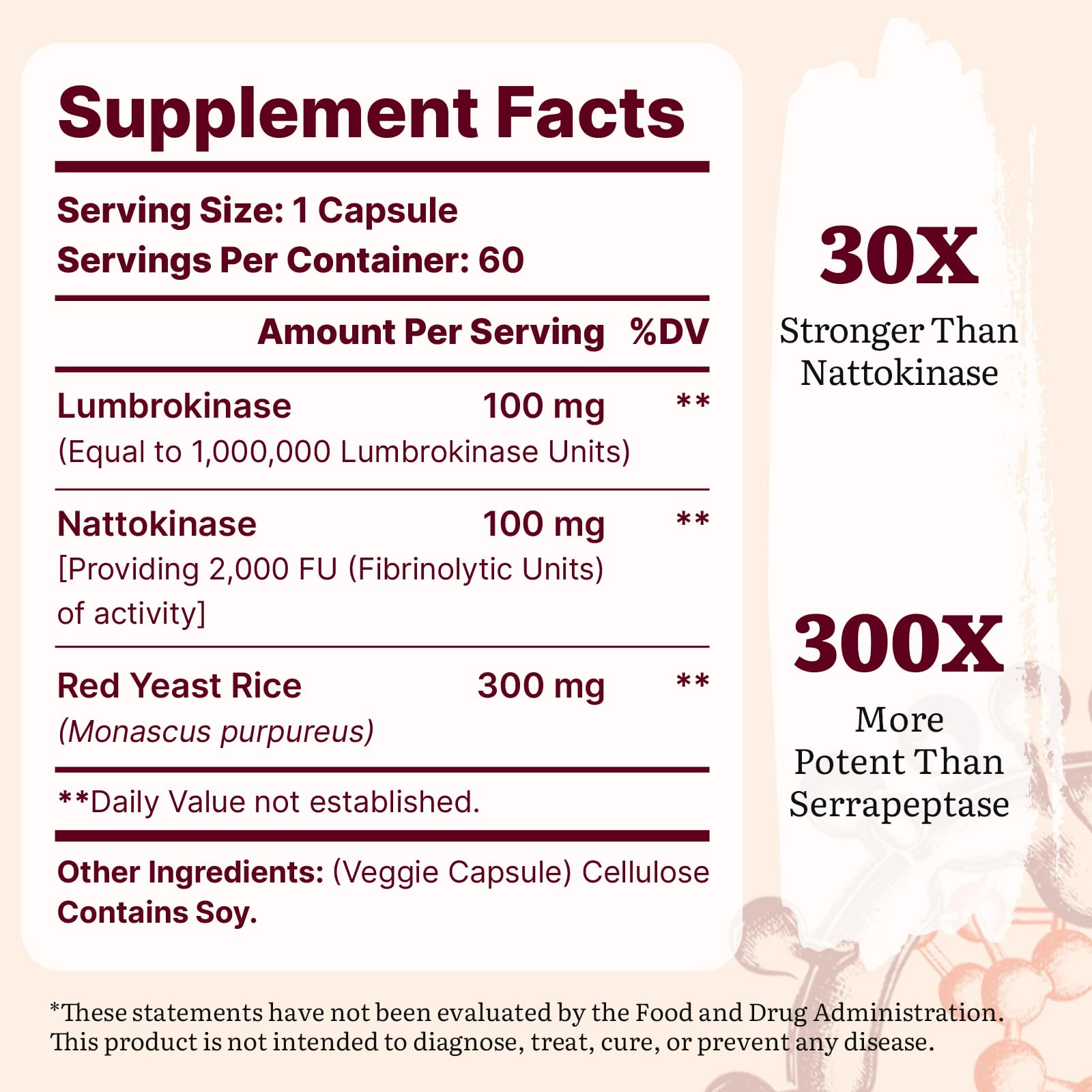 Yasumako nattokinase capsules bottle signals circulatory support.