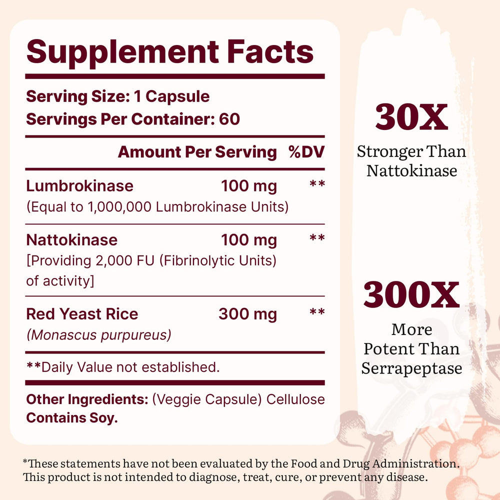Yasumako nattokinase capsules bottle signals circulatory support.