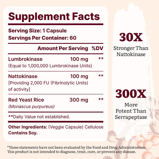 Yasumako nattokinase capsules bottle signals circulatory support.