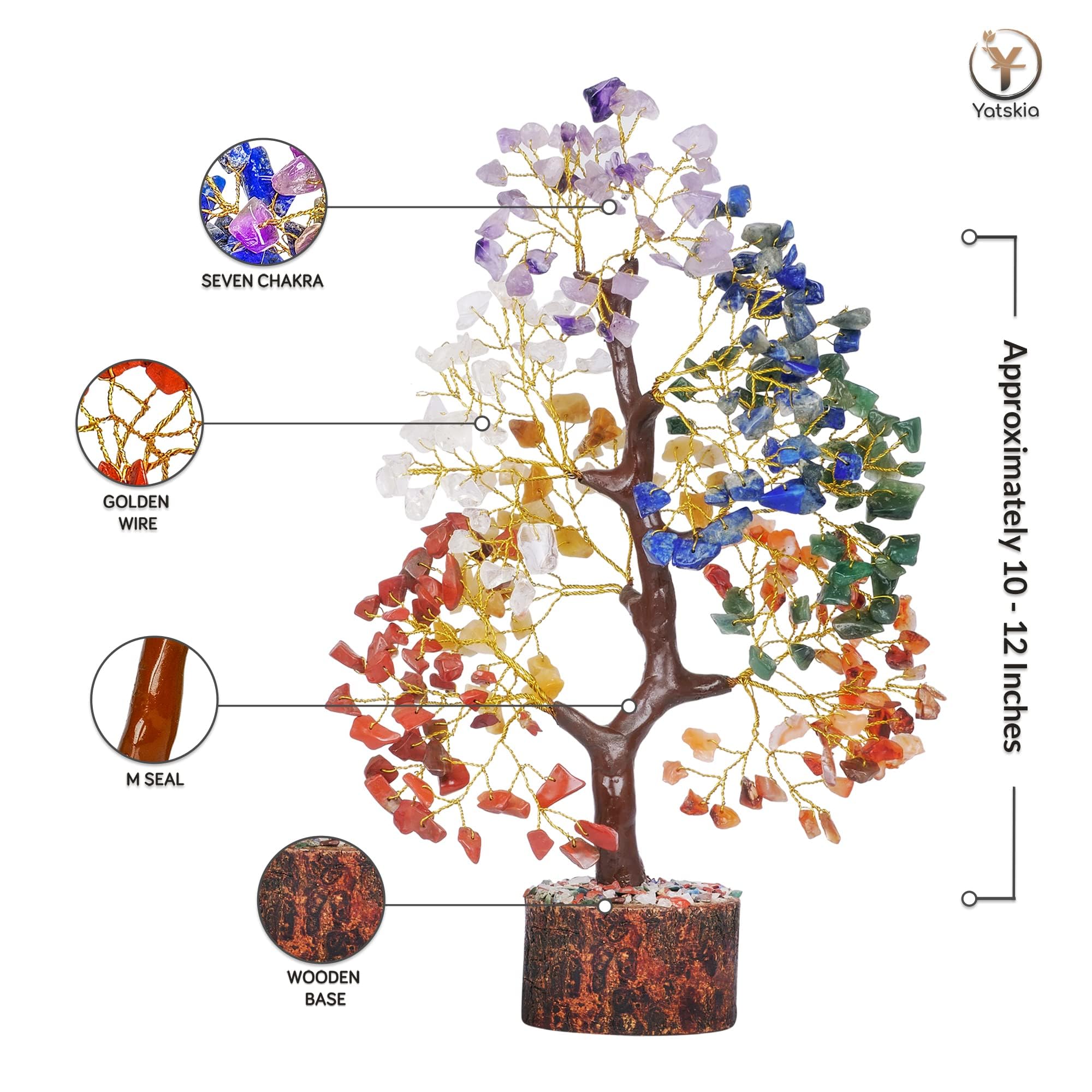 YATSKIA gift-ready chakra crystal tree ideal for birthdays and special occasions.