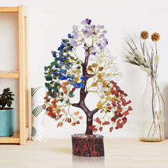 YATSKIA chakra tree with golden wire trunk enhances ambience and mindful moments.