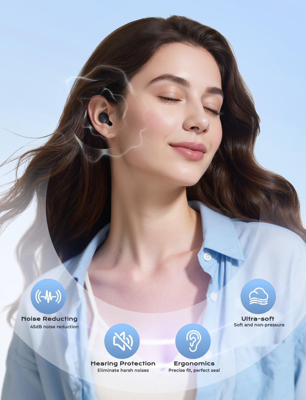 Yawsoy ear plugs with ergonomic soft materials for comfortable wear