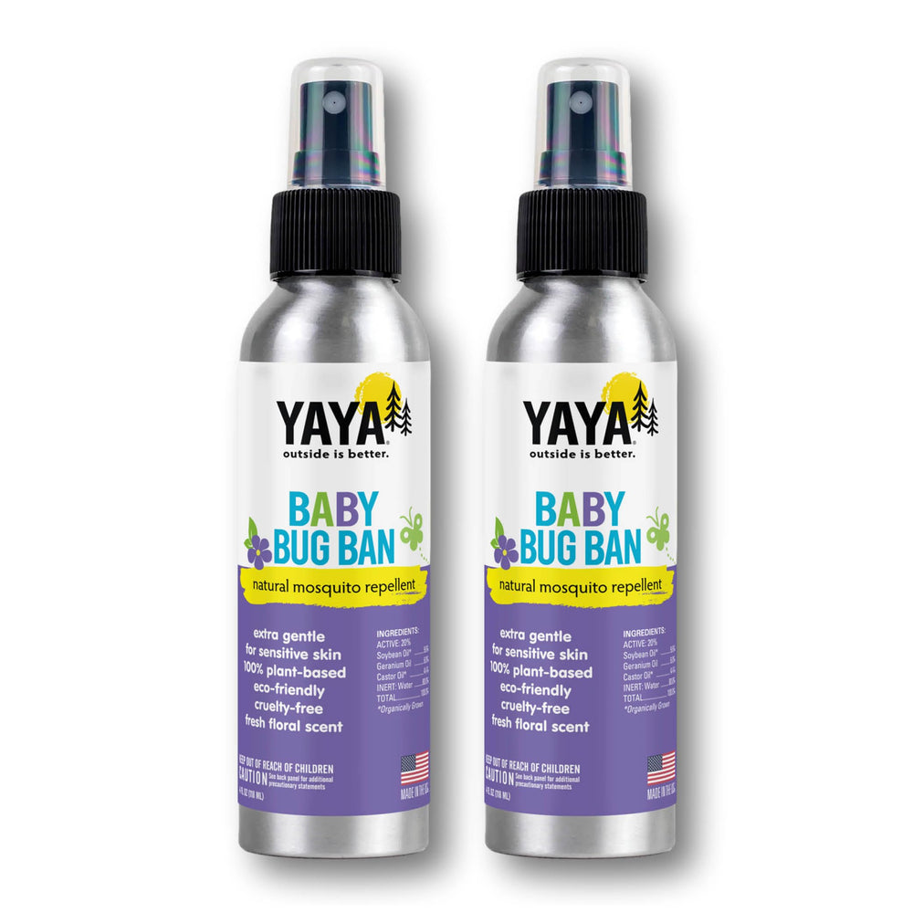 YAYA ORGANICS Baby Bug Ban bottle front with all-natural ingredients.
