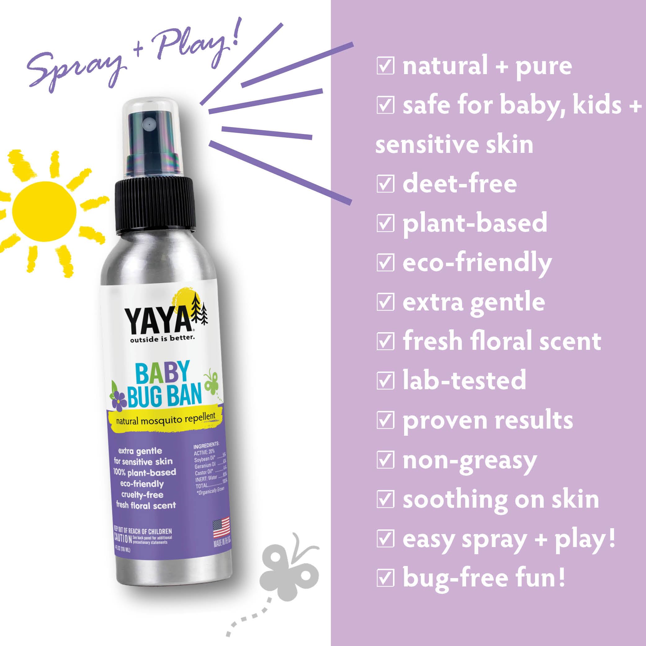 Close-up of label highlighting plant-based, DEET-free formula.