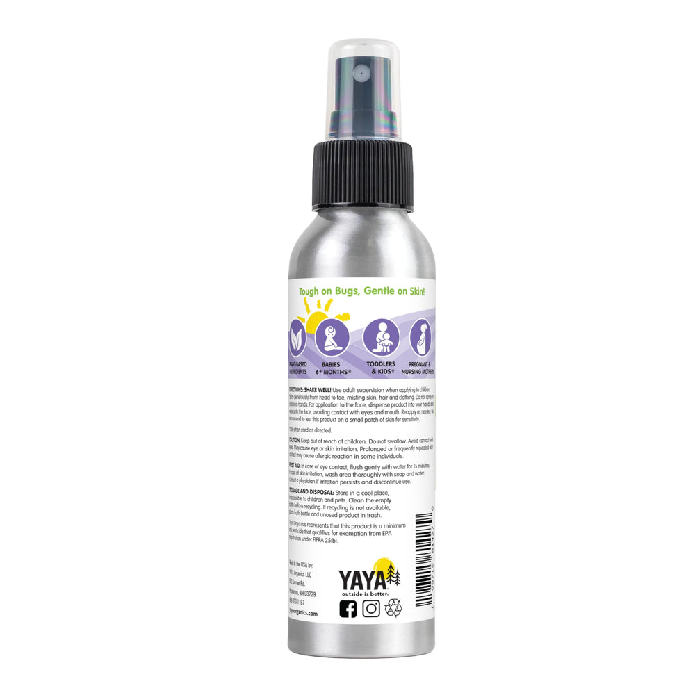 Spray action of Baby Bug Ban being applied to skin from head to toe.