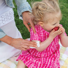 YAYA Organics Baby Bug Ban Wipes close-up showing travel-friendly design