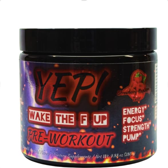 Yep Strength Wake The Faith Up canister close-up showing premium ingredients and flavor label.