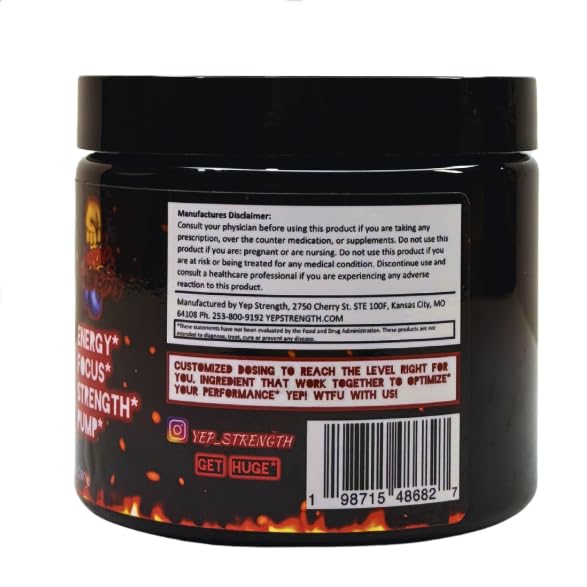 Label detail of YEP Wake The Faith Up showing ingredient highlights and quality