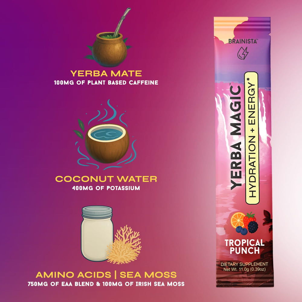 Gym bag ready Yerba Magic Tropical Punch sticks for workouts