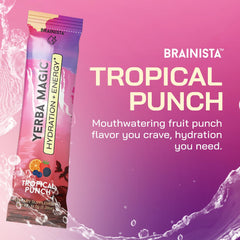 Desk setup with Yerba Magic Tropical Punch singles for focus