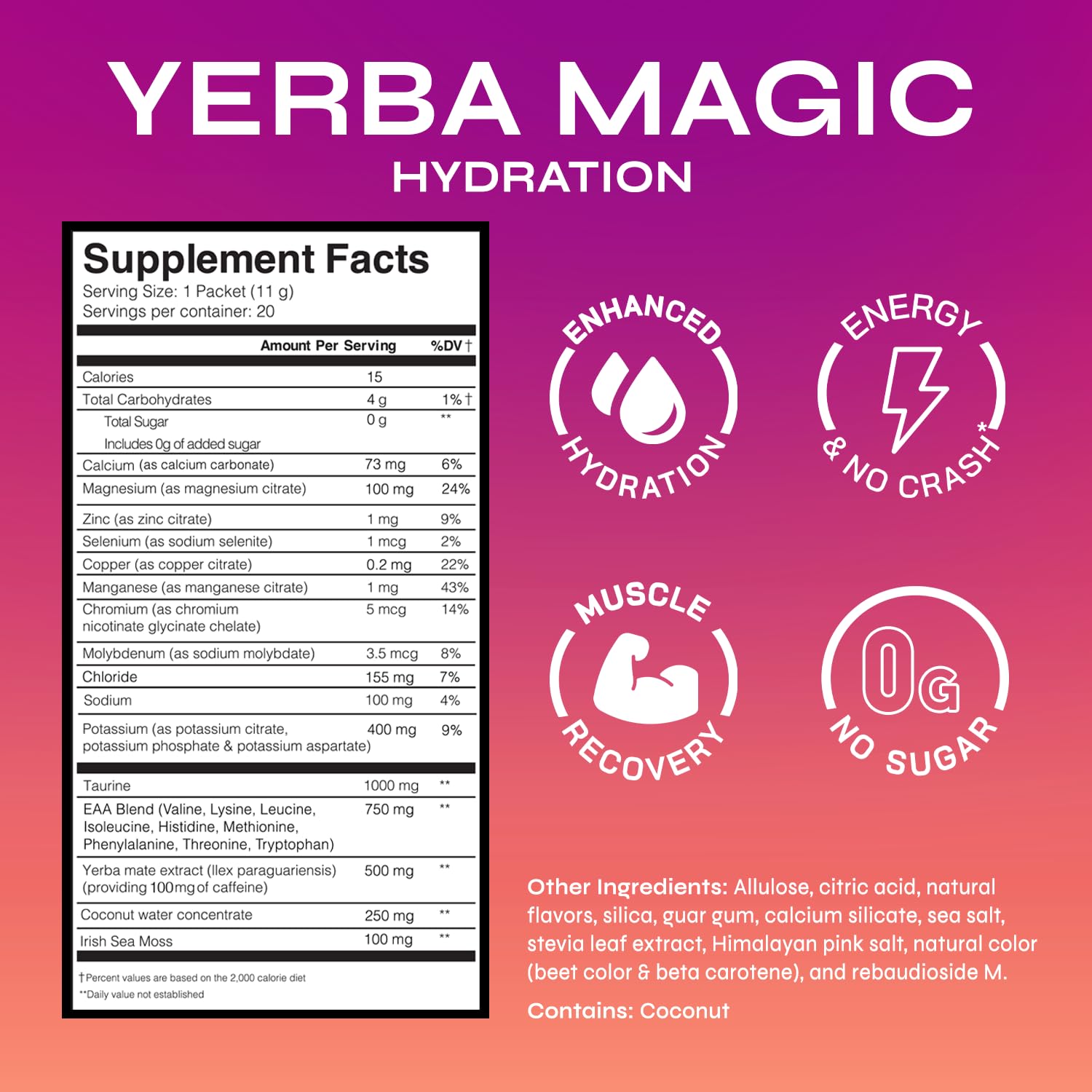 Close-up of Yerba Magic Tropical Punch stick pack for quick energy