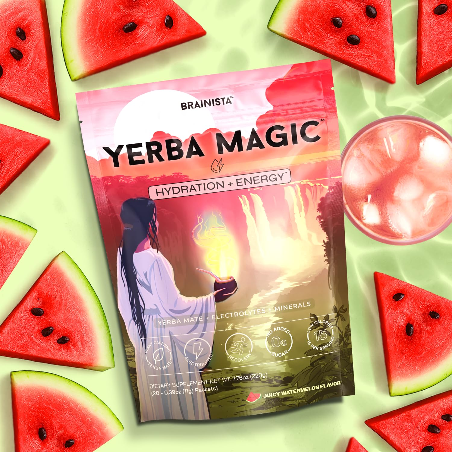 Yerba Magic Yerba Mate caffeine boost label highlights clean energy.