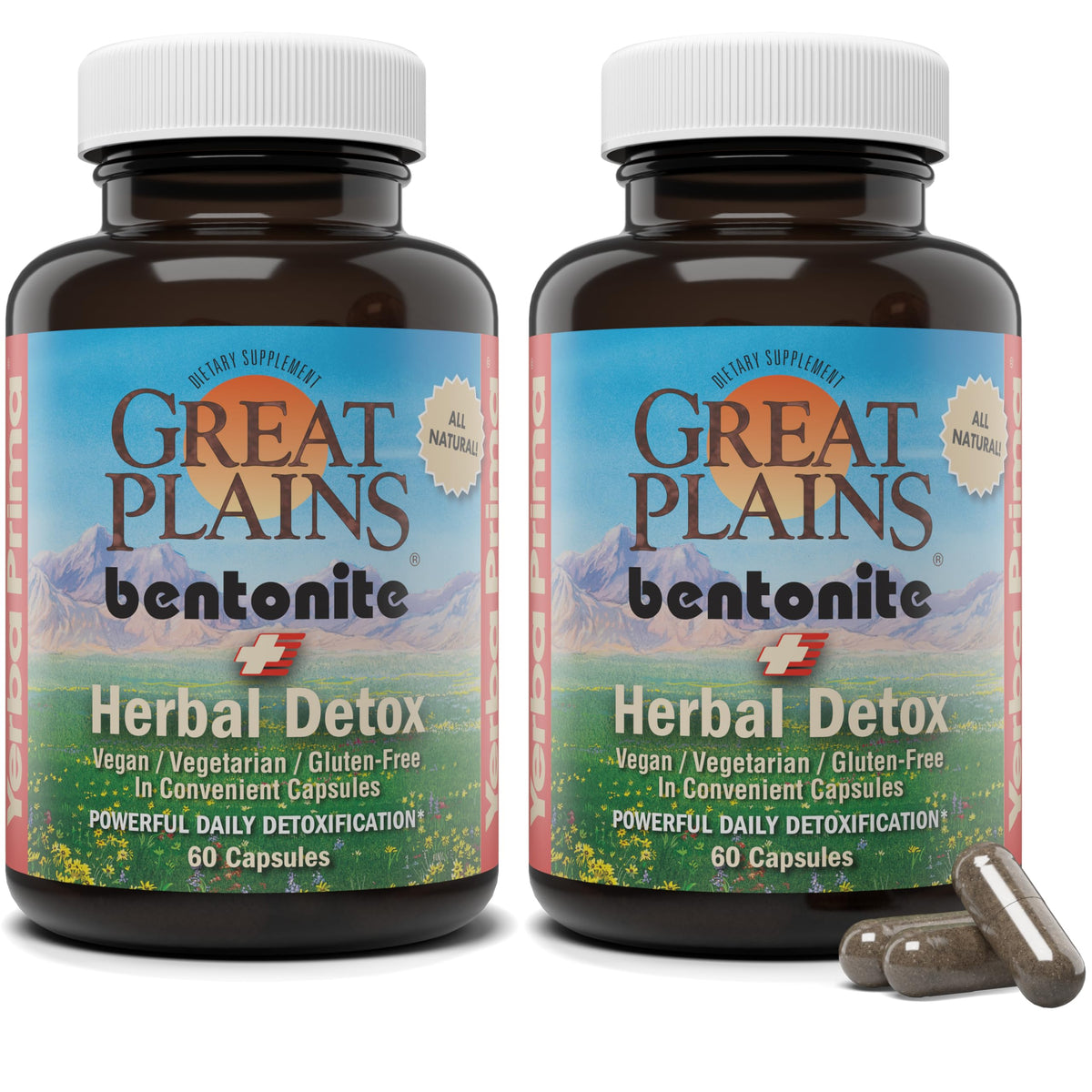 Yerba Prima Bentonite Detox pack of 2 bottles; convenient daily detox option
