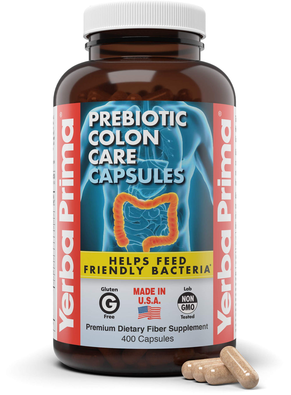 Yerba Prima Colon Care bottle front view supports daily digestive comfort