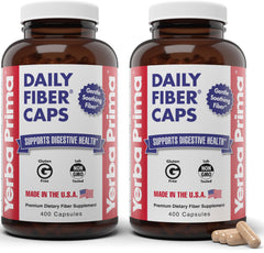 Yerba Prima Daily Fiber Caps bottle front view for convenient daily fiber support.