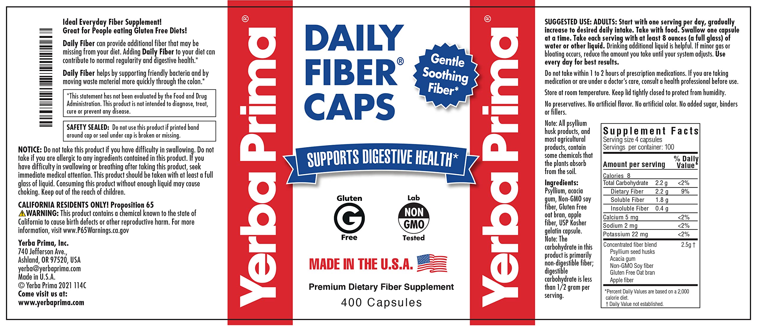 Psyllium husk in Yerba Prima Daily Fiber Caps supports the fiber blend