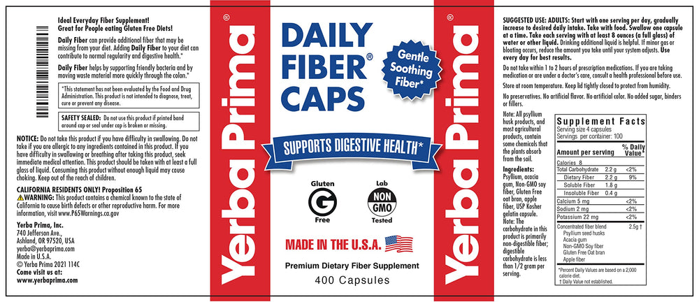 Psyllium husk in Yerba Prima Daily Fiber Caps supports the fiber blend